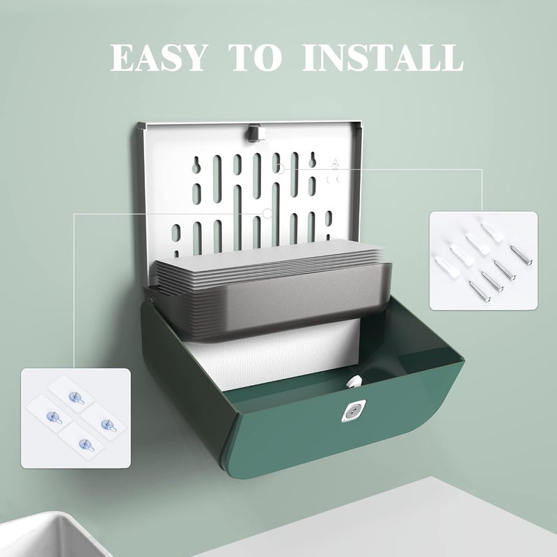 HANFINDA Commercial Wall-Mounted Paper Towel Dispenser with Visual Window and Lockable Design Perfect for Multifold Trifold Paper Towels - Image 4
